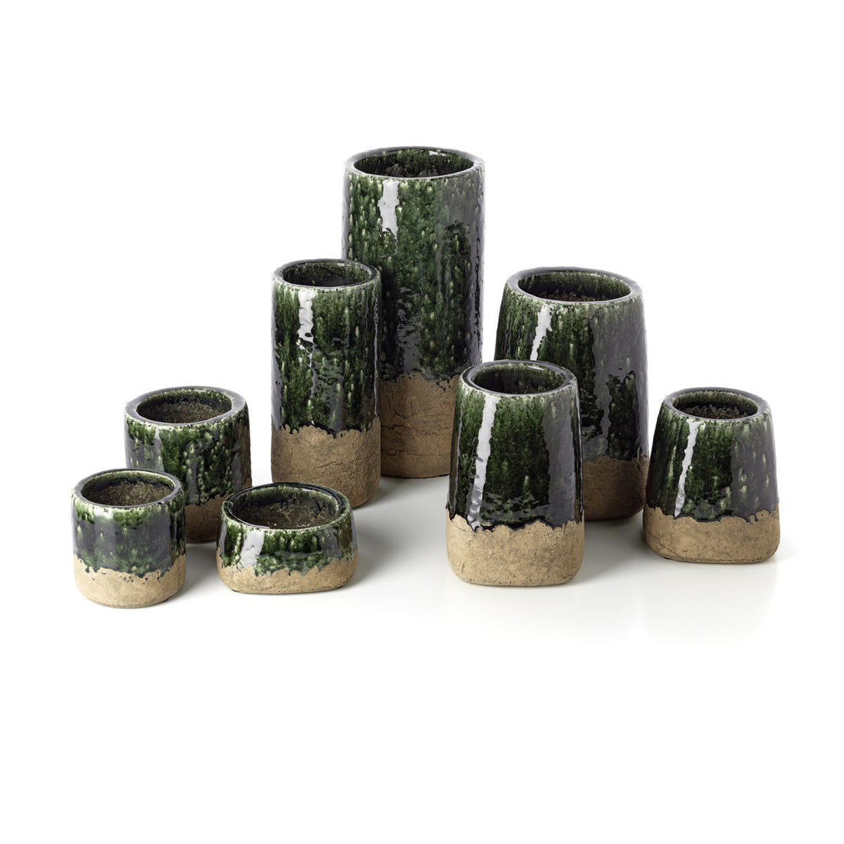 Bazar Bizar Aardewerken Plantenpot Moss Conical Betongroen Ø21 x H29 cm