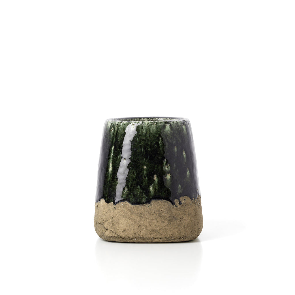 Bazar Bizar Aardewerken Plantenpot Moss Conical Betongroen Ø17 x H18 cm