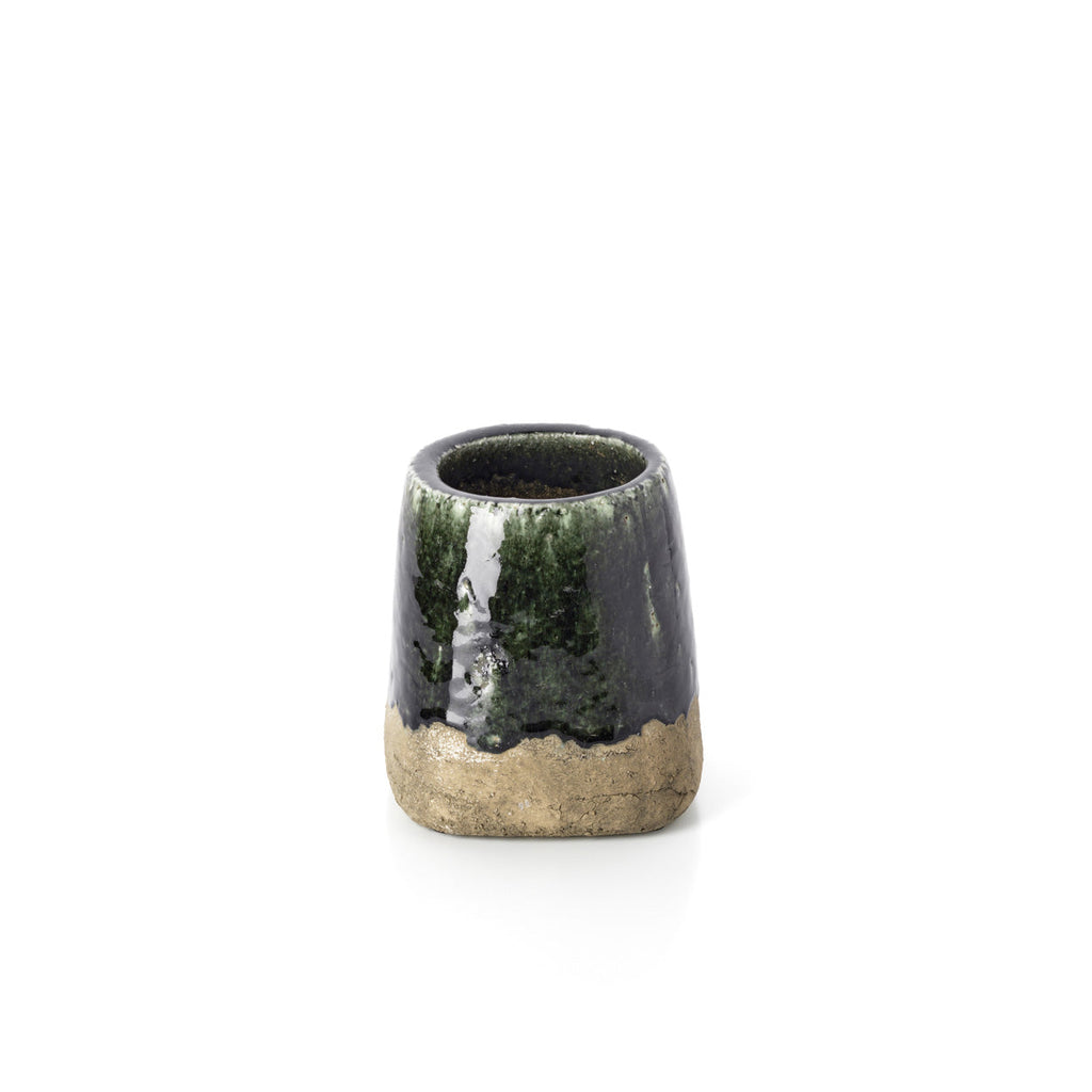 Bazar Bizar Aardewerken Plantenpot Moss Conical Betongroen Ø17 x H18 cm