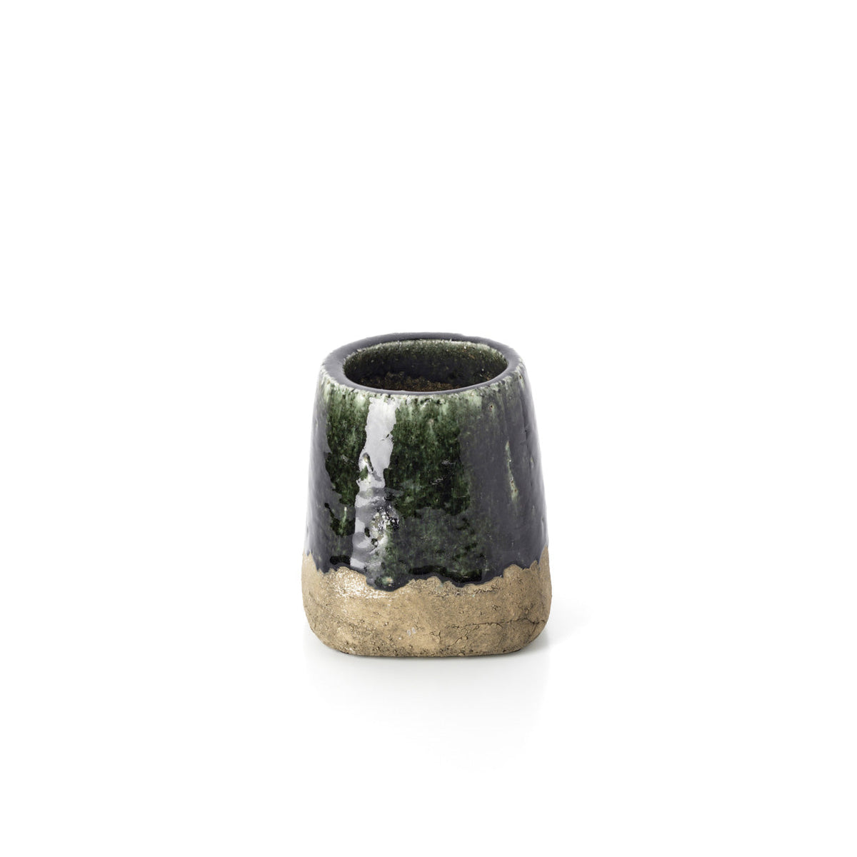 Bazar Bizar Aardewerken Plantenpot Moss Conical Betongroen Ø17 x H18 cm
