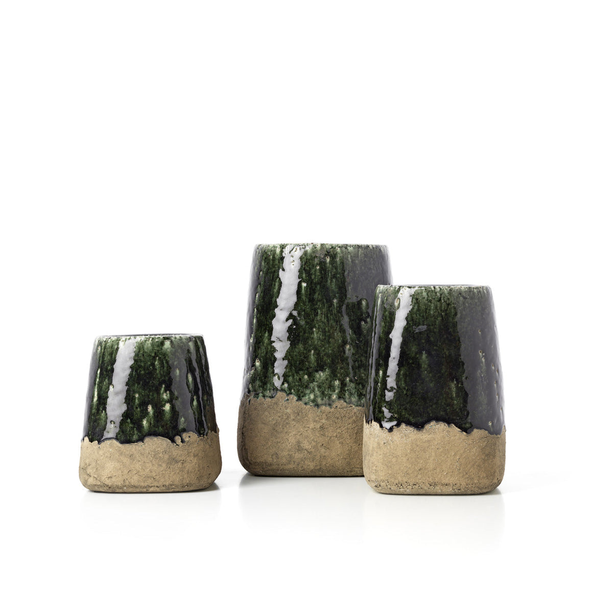 Bazar Bizar Aardewerken Plantenpot Moss Conical Betongroen Ø17 x H18 cm