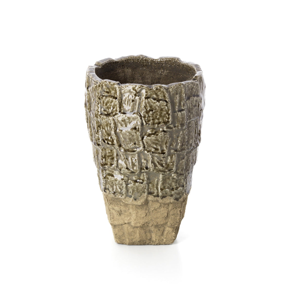 Bazar Bizar Aardewerken Vaas Rock Texture Steengrijs Ø25 x H36,5 cm