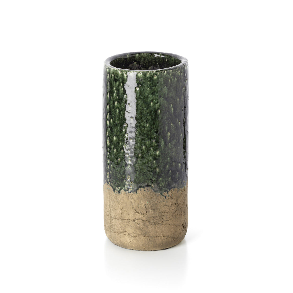 Bazar Bizar Aardewerken Vaas Moss Cylinder Betongroen Ø18 x H38 cm
