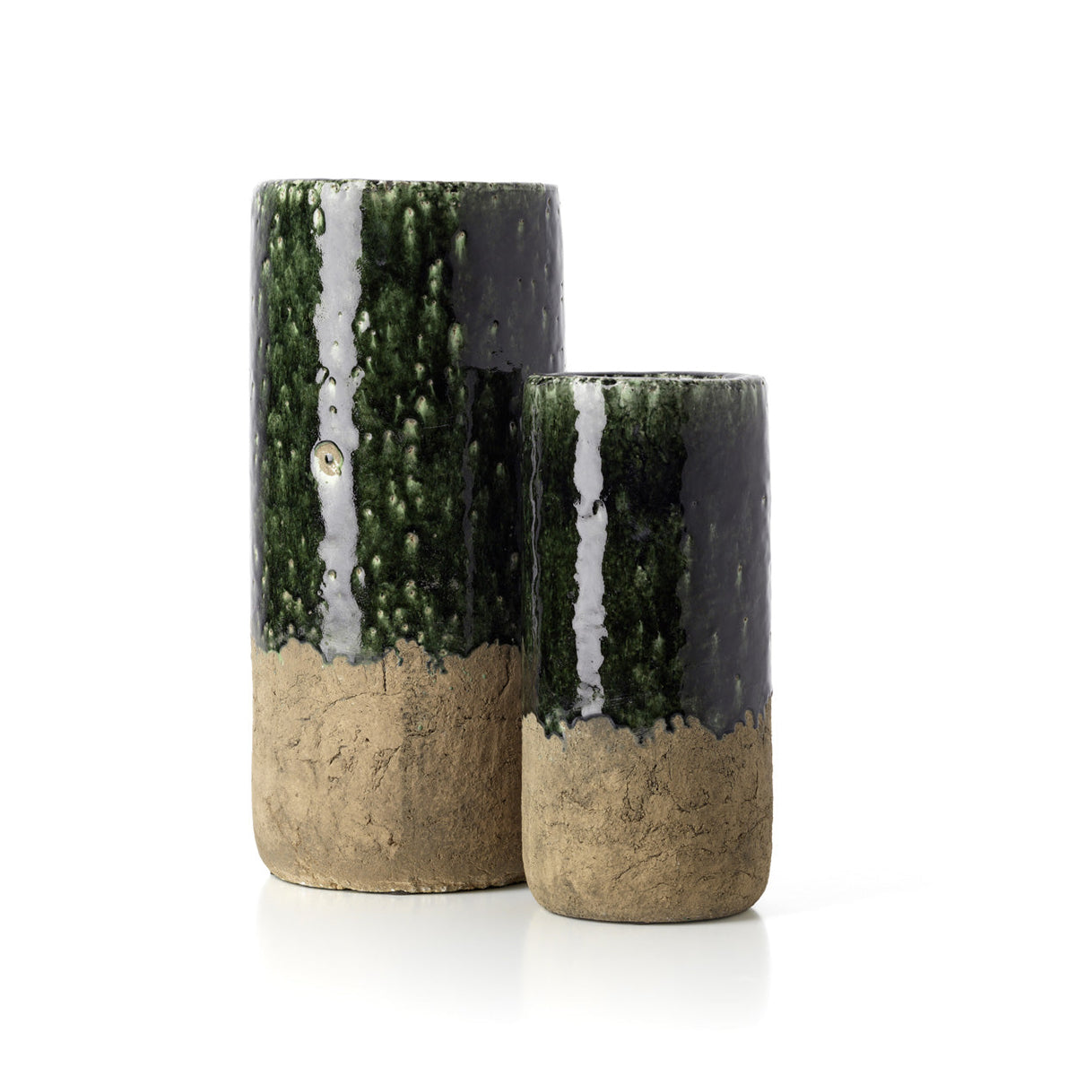 Bazar Bizar Aardewerken Vaas Moss Cylinder Betongroen Ø18 x H38 cm