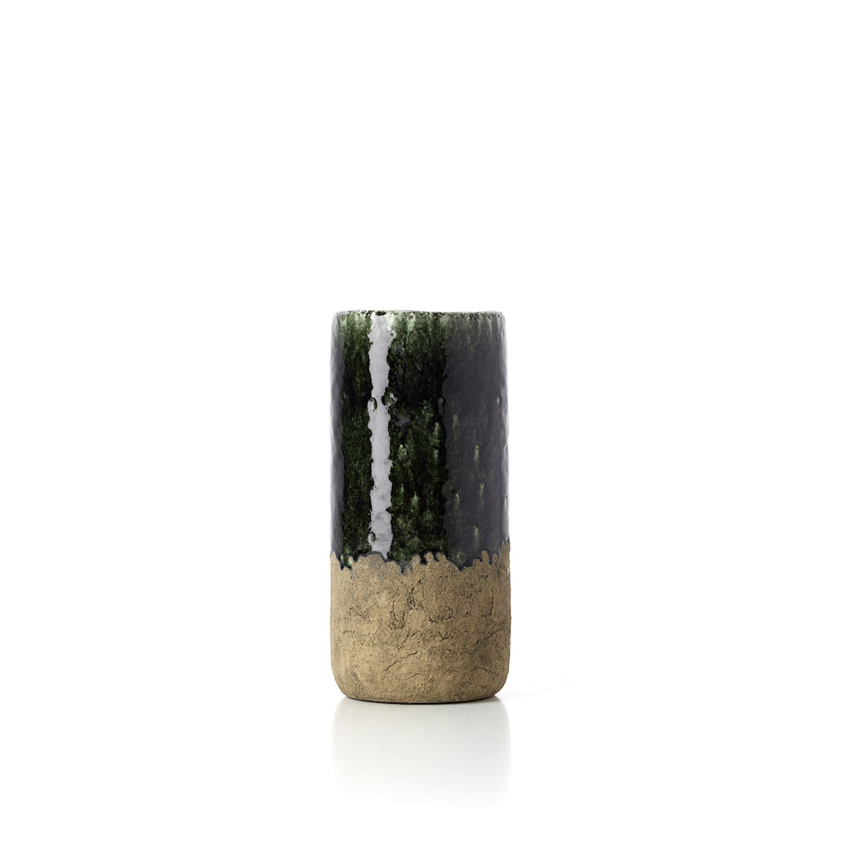 Bazar Bizar Aardewerken Vaas Moss Cylinder Betongroen Ø13 x H29 cm