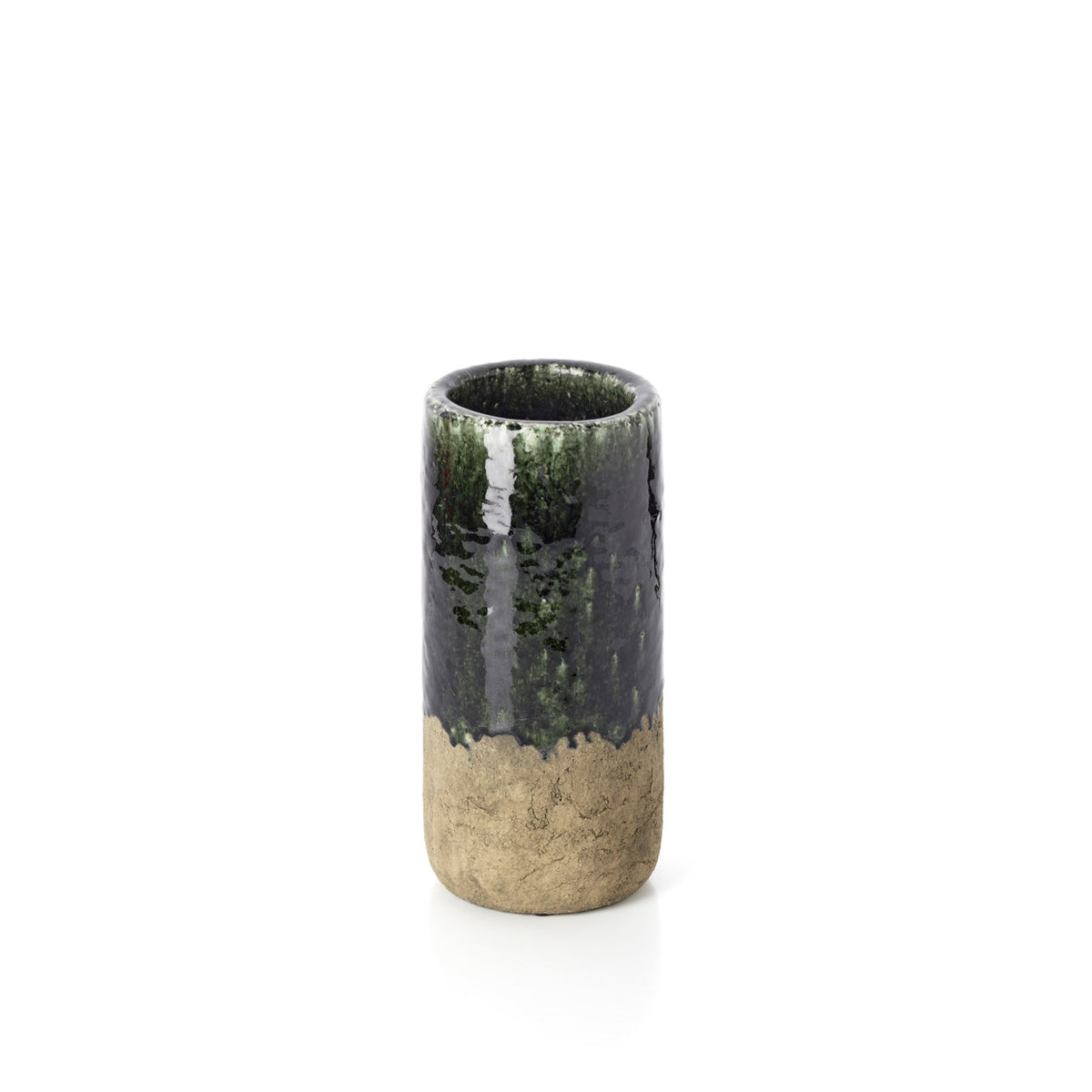 Bazar Bizar Aardewerken Vaas Moss Cylinder Betongroen Ø13 x H29 cm