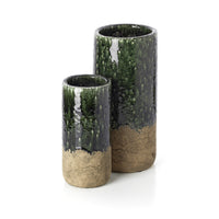 Bazar Bizar Vase en Grès Moss Cylinder Vert Béton Ø13 x H29 cm