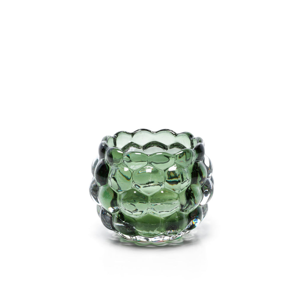 Bazar Bizar Gerecycleerde Glazen Kandelaar Bubble Glow Groen Ø11 x H8 cm