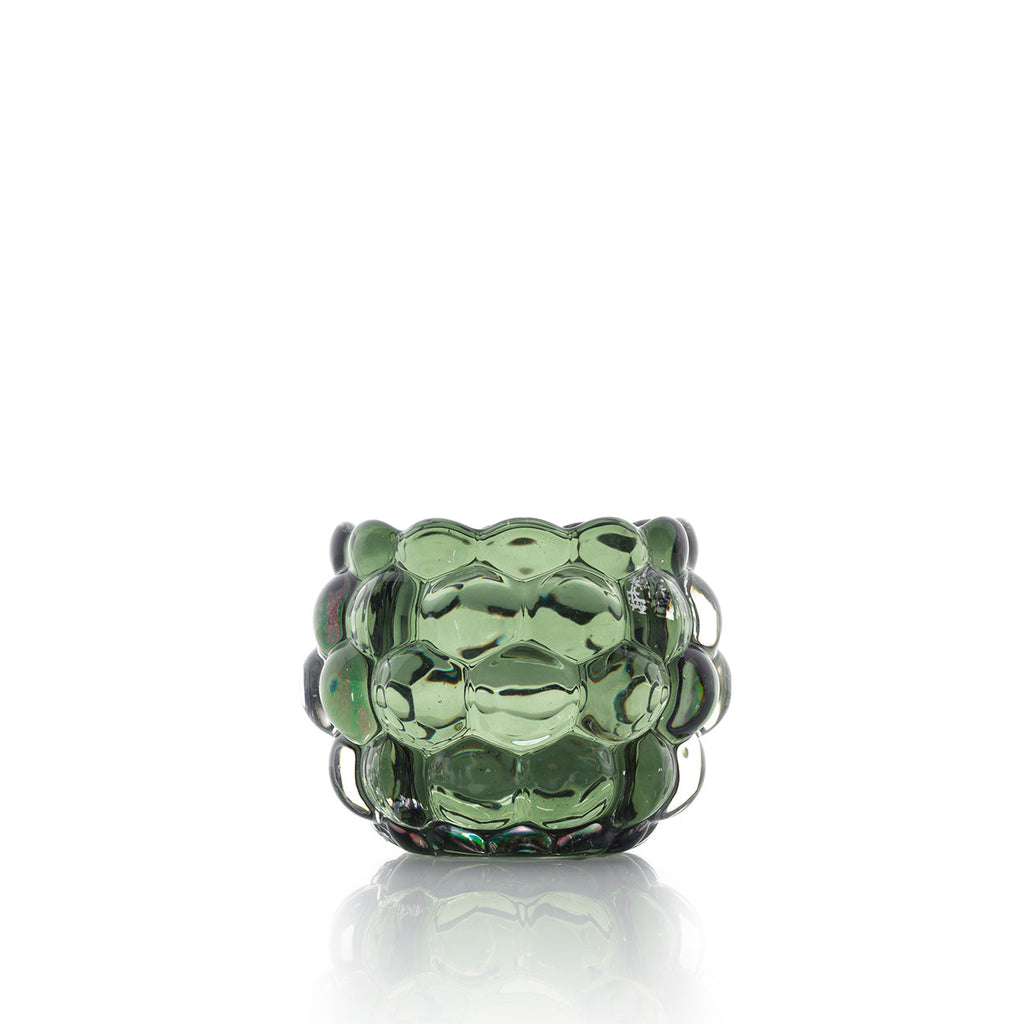 Bazar Bizar Gerecycleerde Glazen Kandelaar Bubble Glow Groen Ø11 x H8 cm