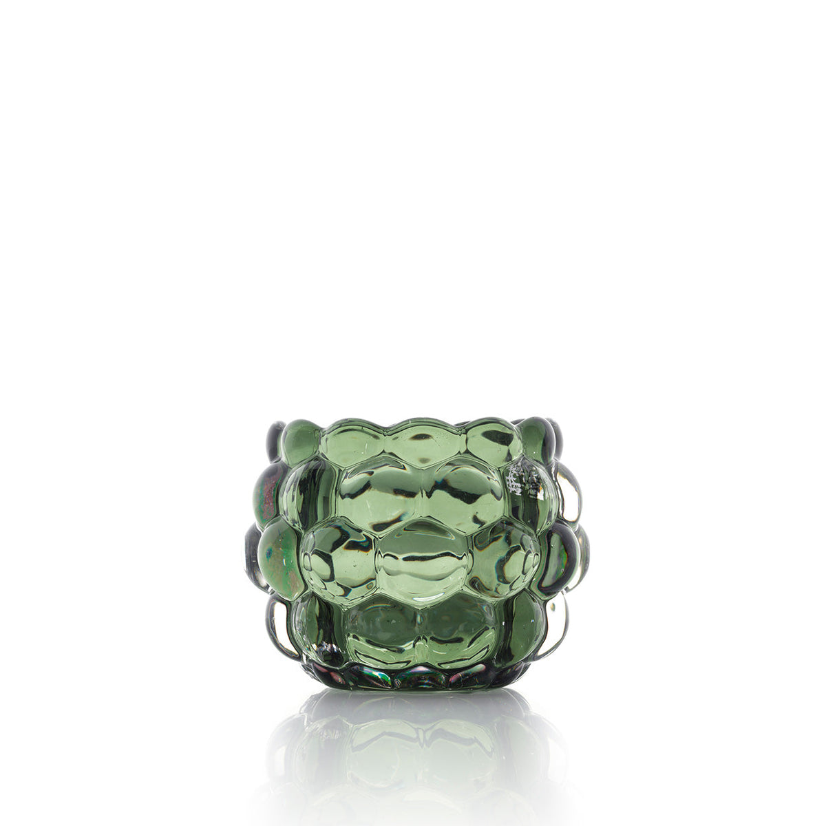 Bazar Bizar Gerecycleerde Glazen Kandelaar Bubble Glow Groen Ø11 x H8 cm
