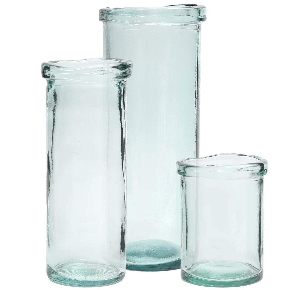 Bazar Bizar Gerecycleerde Glazen Vaas Jiandan Blauw Ø12 x H28 cm