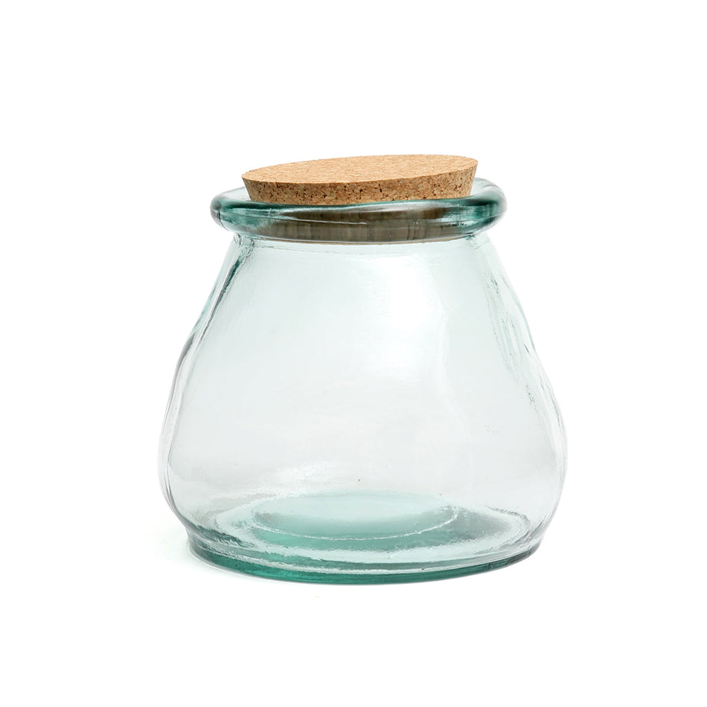 Bazar Bizar Gerecycleerde Glazen Voorraadpot Belly Blauw Ø15 x H15 cm