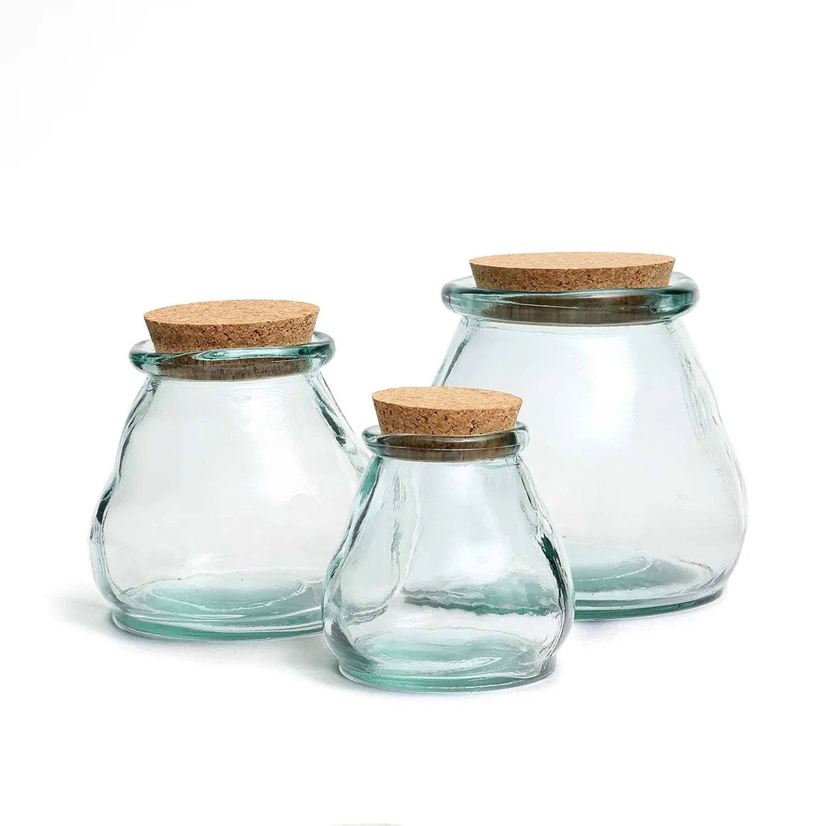 Bazar Bizar Gerecycleerde Glazen Voorraadpot Belly Blauw Ø15 x H15 cm
