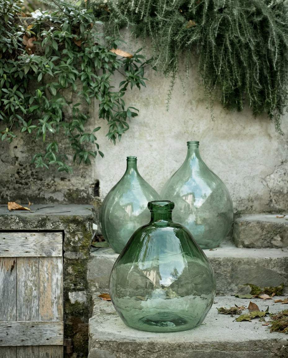 Bazar Bizar Gerecycleerde Glazen Vaas Bolai Groen Ø45 x H50 cm