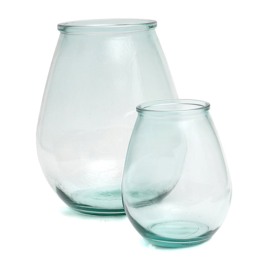 Bazar Bizar Gerecycleerde Glazen Vaas Qiezi Blauw Ø29 x H35 cm