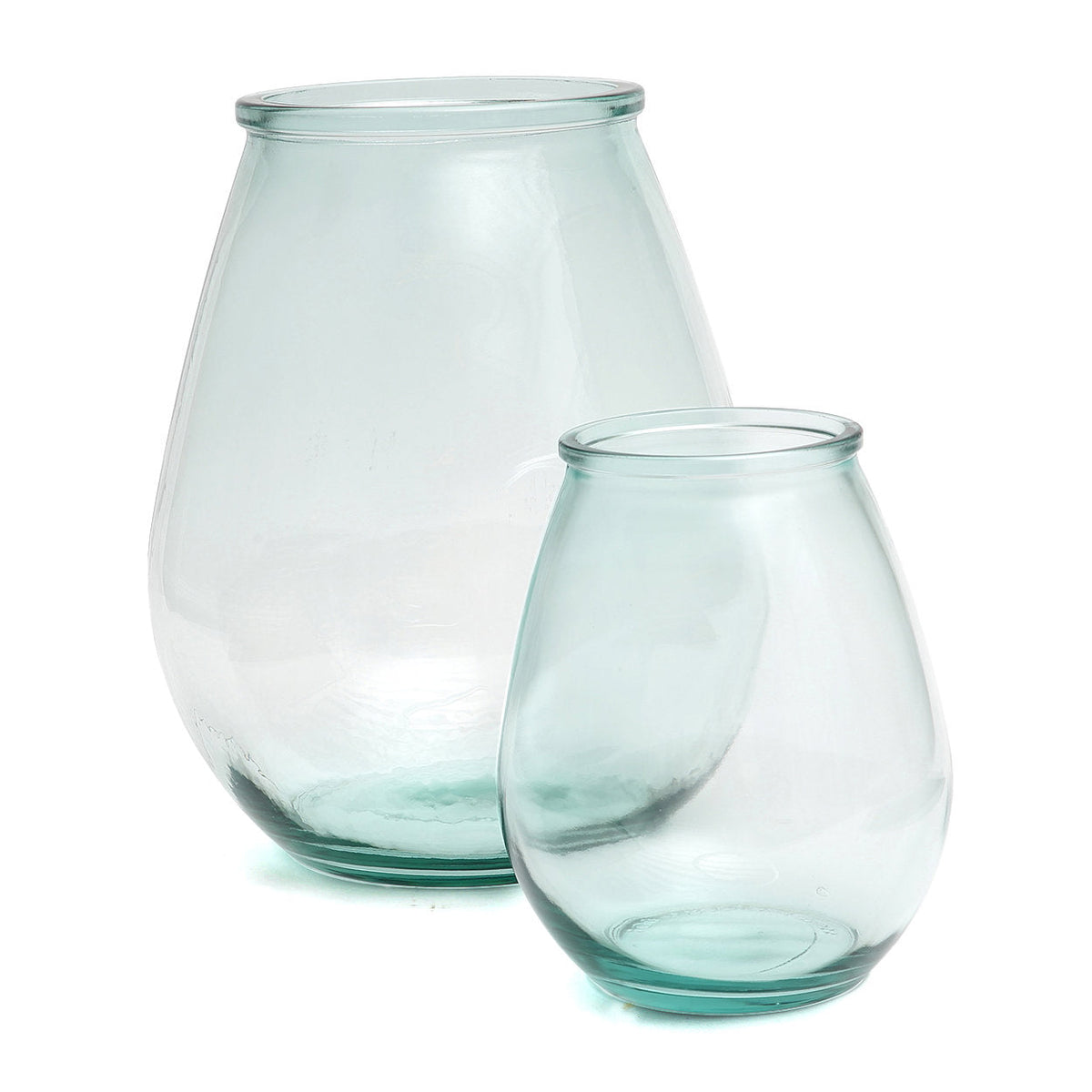 Bazar Bizar Gerecycleerde Glazen Vaas Qiezi Blauw Ø29 x H35 cm