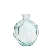 Bazar Bizar Gerecycleerde Glazen Vaas Round Origami Blauw Ø16 x H18 cm