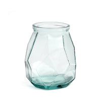 Bazar Bizar Gerecycleerde Glazen Vaas Wide Origami Blauw Ø17 x H19 cm
