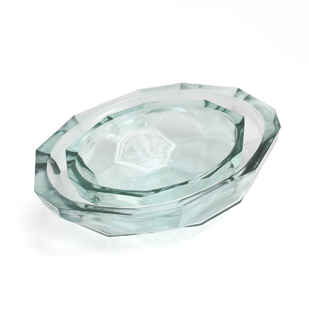 Bazar Bizar Plat de service En Verre Recyclé Origami Bowl Bleu Ø34 x H9 cm