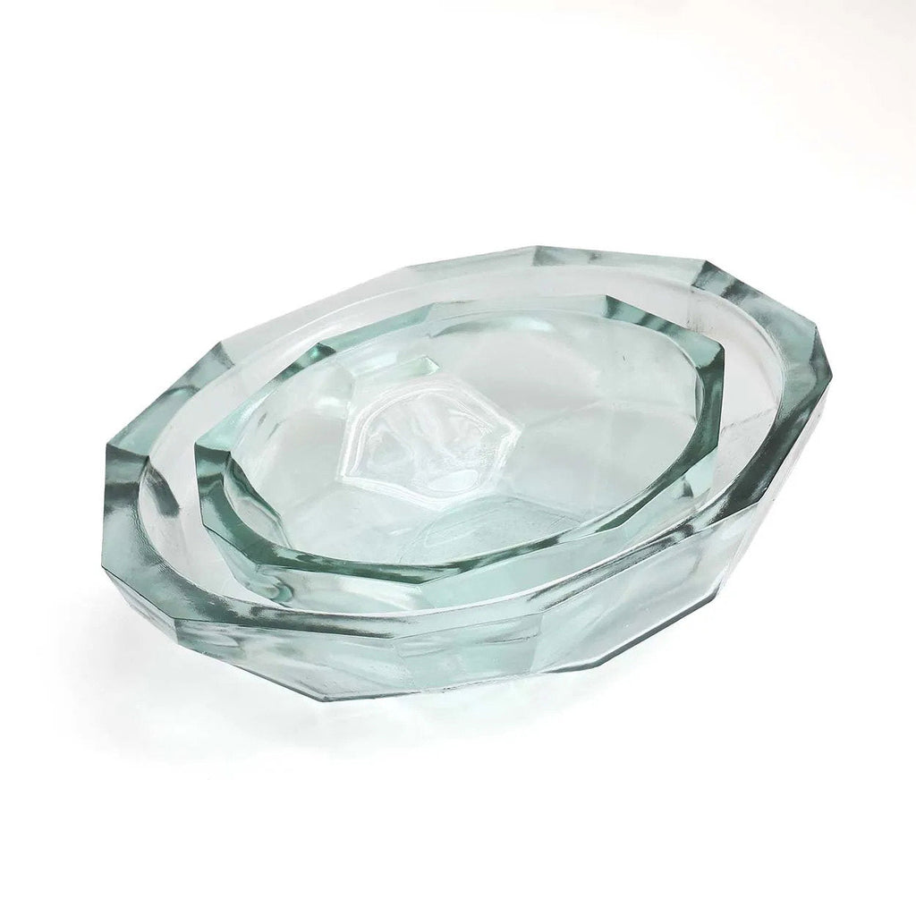 Bazar Bizar Plat de service En Verre Recyclé Origami Bowl Bleu Ø25 x H8 cm