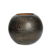 Bazar Bizar Messing Kandelaar Pierced Ball Zwart/Goud Ø22 x H19 cm