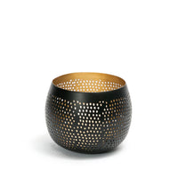 Bazar Bizar Messing Kandelaar Pierced Ball Zwart/Goud Ø10 x H12 cm