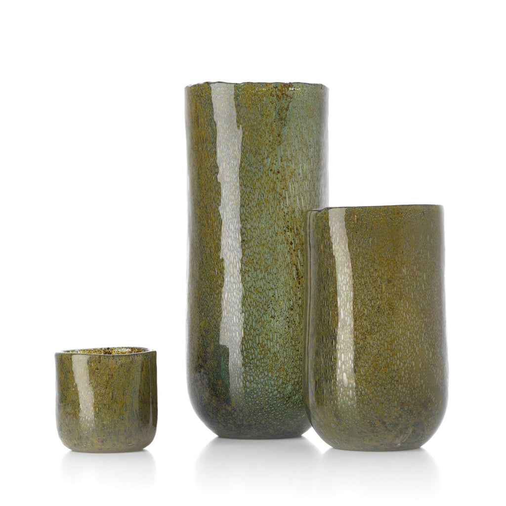 Bazar Bizar Glazen Vaas Forest Olijfgroen Ø13 x H22 cm