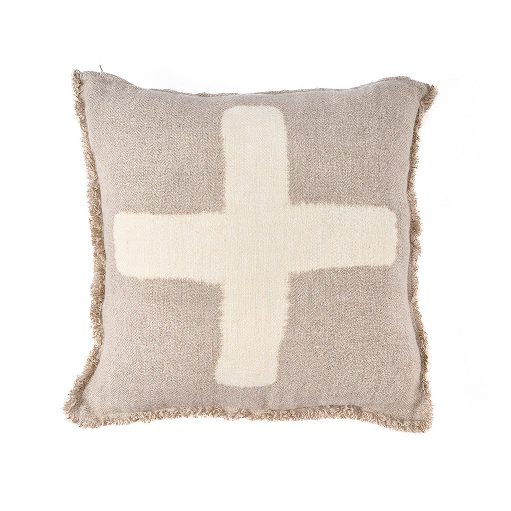 Bazar Bizar Housse de coussin En Lin Crossier Naturel/Blanc 50 x 50 cm