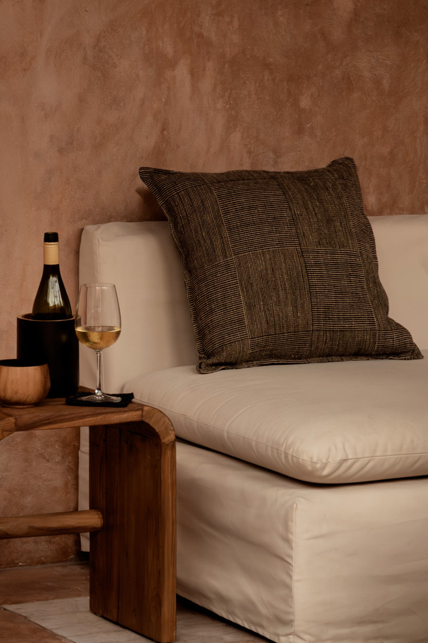 Bazar Bizar Housse de coussin En Lin Party Noir/Naturel 50 x 50 cm