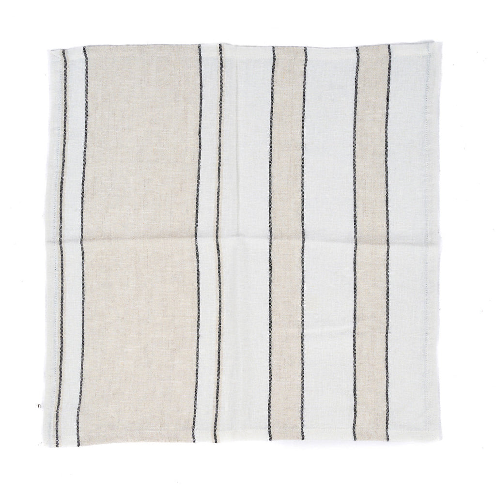 Bazar Bizar Linnen Servet Provence Naturel/Zwart/Wit 45 x 45 cm