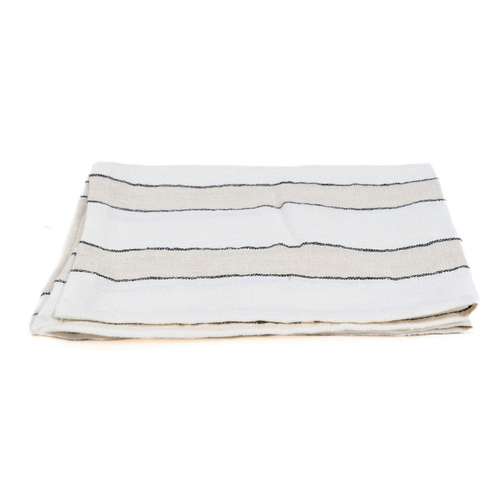 Bazar Bizar Linnen Servet Provence Naturel/Zwart/Wit 45 x 45 cm
