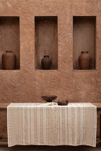 Bazar Bizar Linnen Tafelkleed Provence Naturel/Zwart/Wit 150 x 300 cm