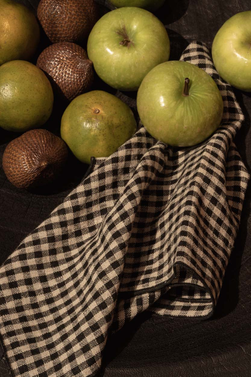 Bazar Bizar Linnen Servet Picnic Naturel/Zwart 45 x 45 cm