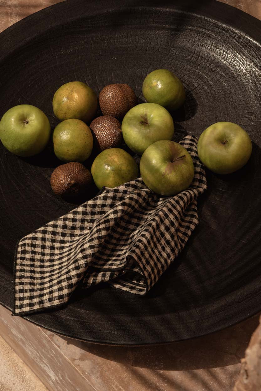 Bazar Bizar Linnen Servet Picnic Naturel/Zwart 45 x 45 cm