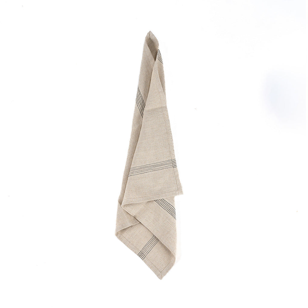 Bazar Bizar Linnen Servet Lint Biscuit Naturel/Zwart 45 x 45 cm
