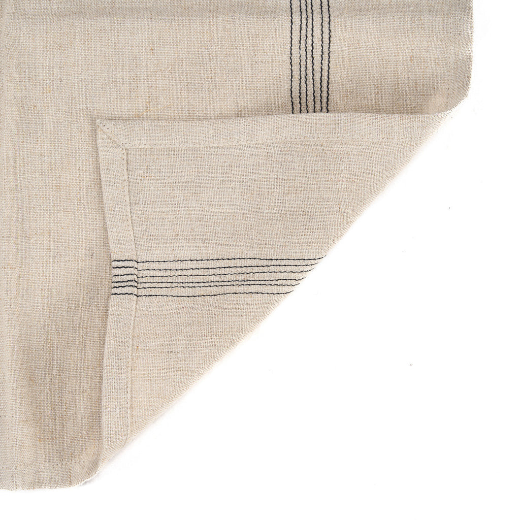 Bazar Bizar Linnen Servet Lint Biscuit Naturel/Zwart 45 x 45 cm