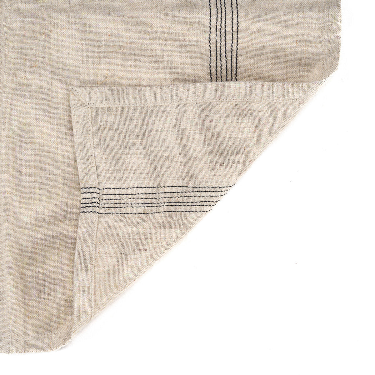 Bazar Bizar Linnen Servet Lint Biscuit Naturel/Zwart 45 x 45 cm