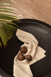 Bazar Bizar Linnen Servet Lint Biscuit Naturel/Zwart 45 x 45 cm