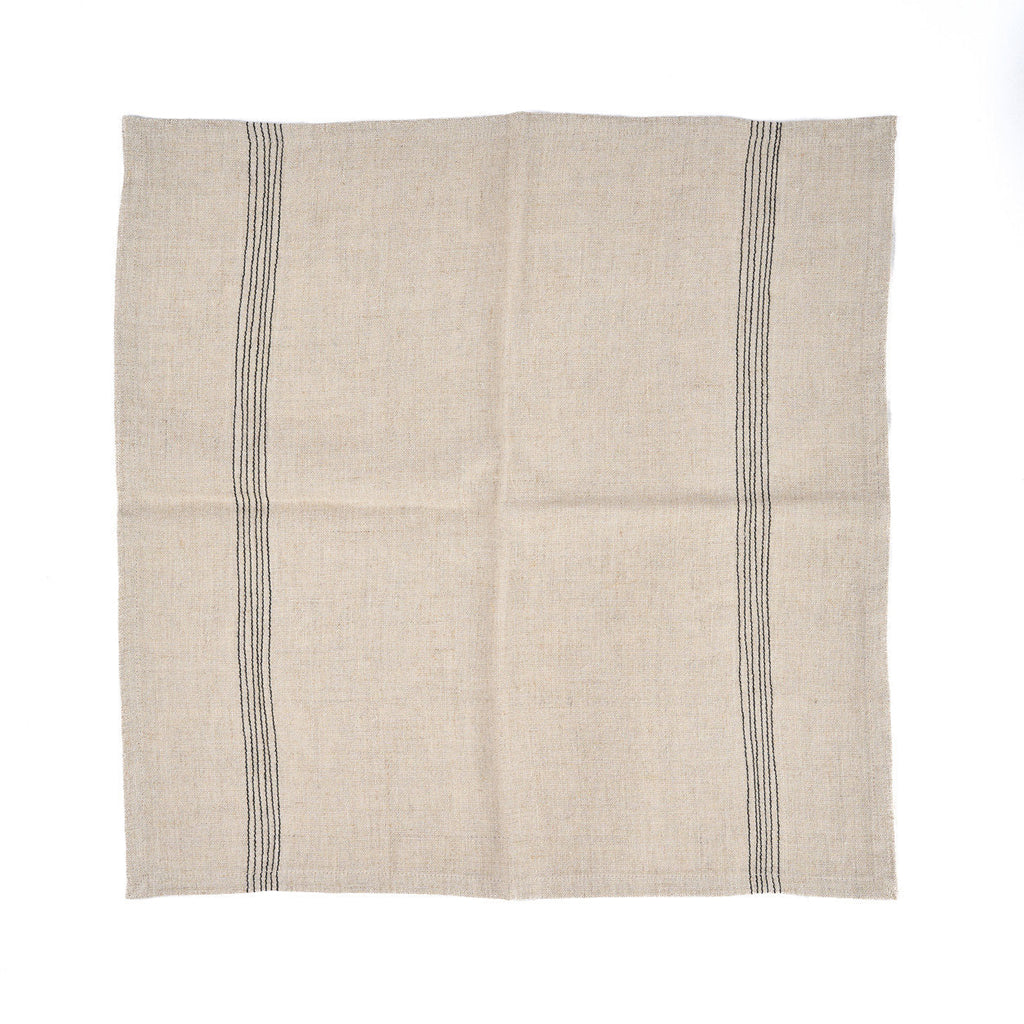 Bazar Bizar Linnen Servet Lint Biscuit Naturel/Zwart 45 x 45 cm