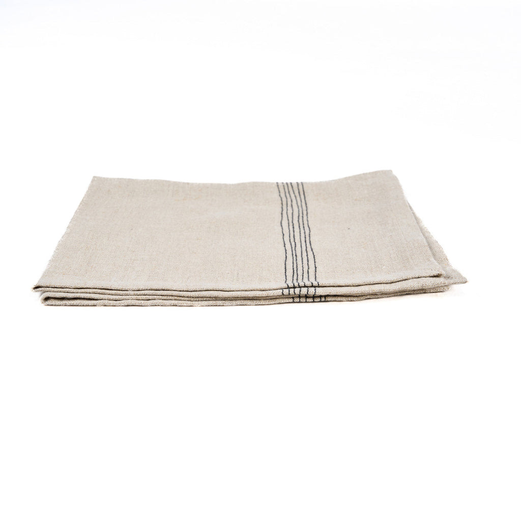 Bazar Bizar Linnen Servet Lint Biscuit Naturel/Zwart 45 x 45 cm