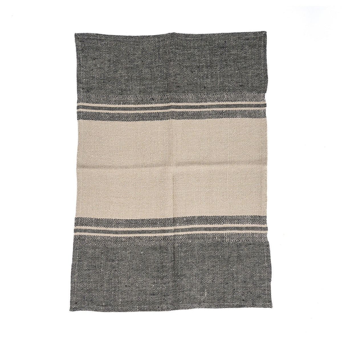 Bazar Bizar Linnen Keukenhanddoek Dash Naturel/Zwart 50 x 70 cm