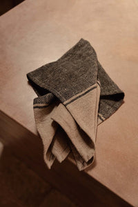 Bazar Bizar Linnen Keukenhanddoek Dash Naturel/Zwart 50 x 70 cm
