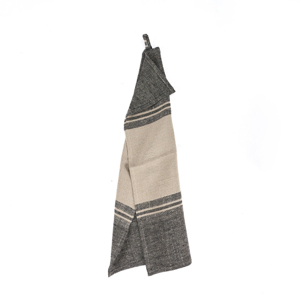 Bazar Bizar Linnen Keukenhanddoek Dash Naturel/Zwart 50 x 70 cm