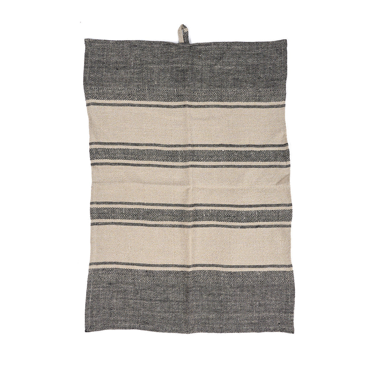 Bazar Bizar Linnen Keukenhanddoek Dash Naturel/Zwart 50 x 70 cm