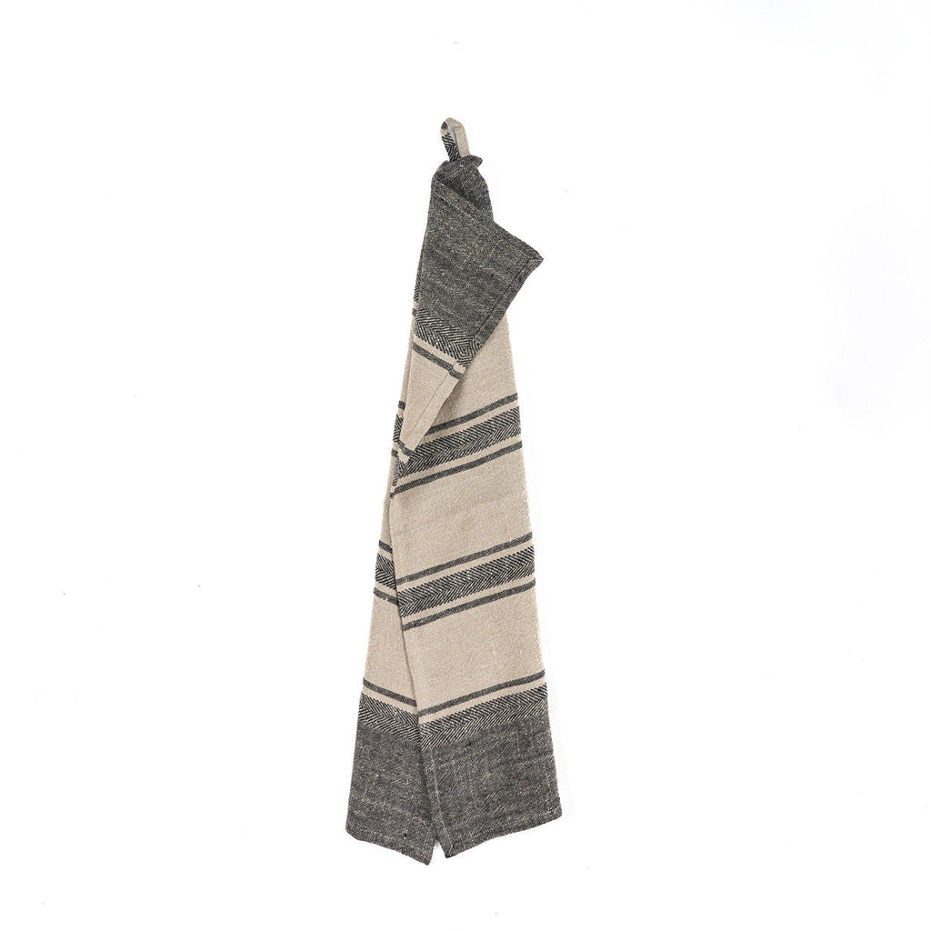 Bazar Bizar Linnen Keukenhanddoek Smudge Naturel/Zwart 50 x 70 cm