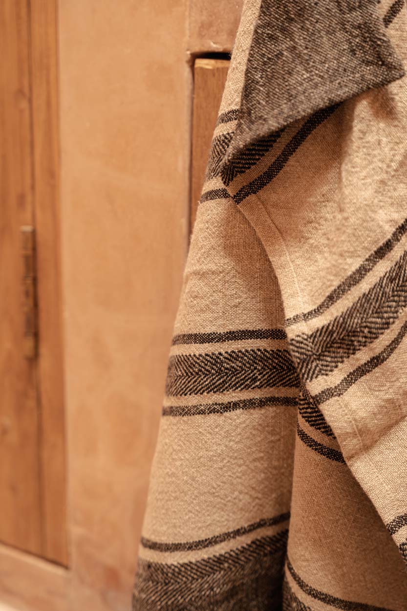 Bazar Bizar Linnen Keukenhanddoek Smudge Naturel/Zwart 50 x 70 cm