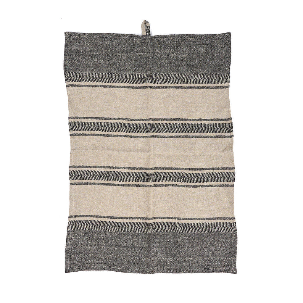 Bazar Bizar Linnen Keukenhanddoek Smudge Naturel/Zwart 50 x 70 cm