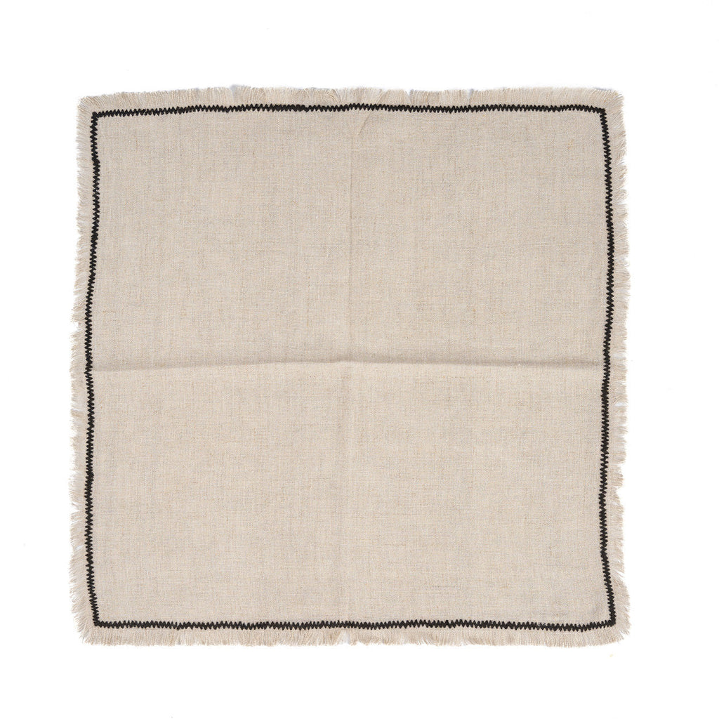 Bazar Bizar Linnen Servet Tuscany Naturel/Zwart 45 x 45 cm