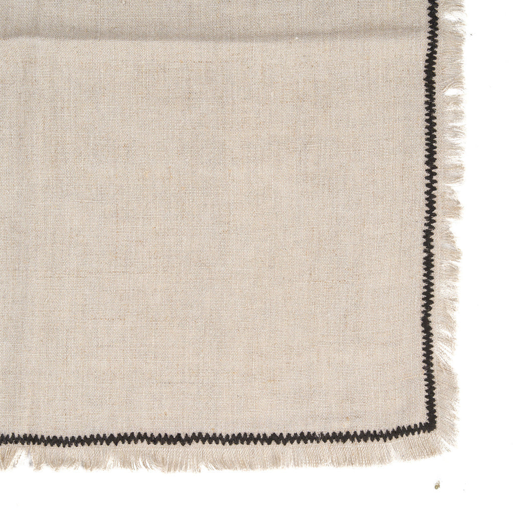 Bazar Bizar Linnen Servet Tuscany Naturel/Zwart 45 x 45 cm