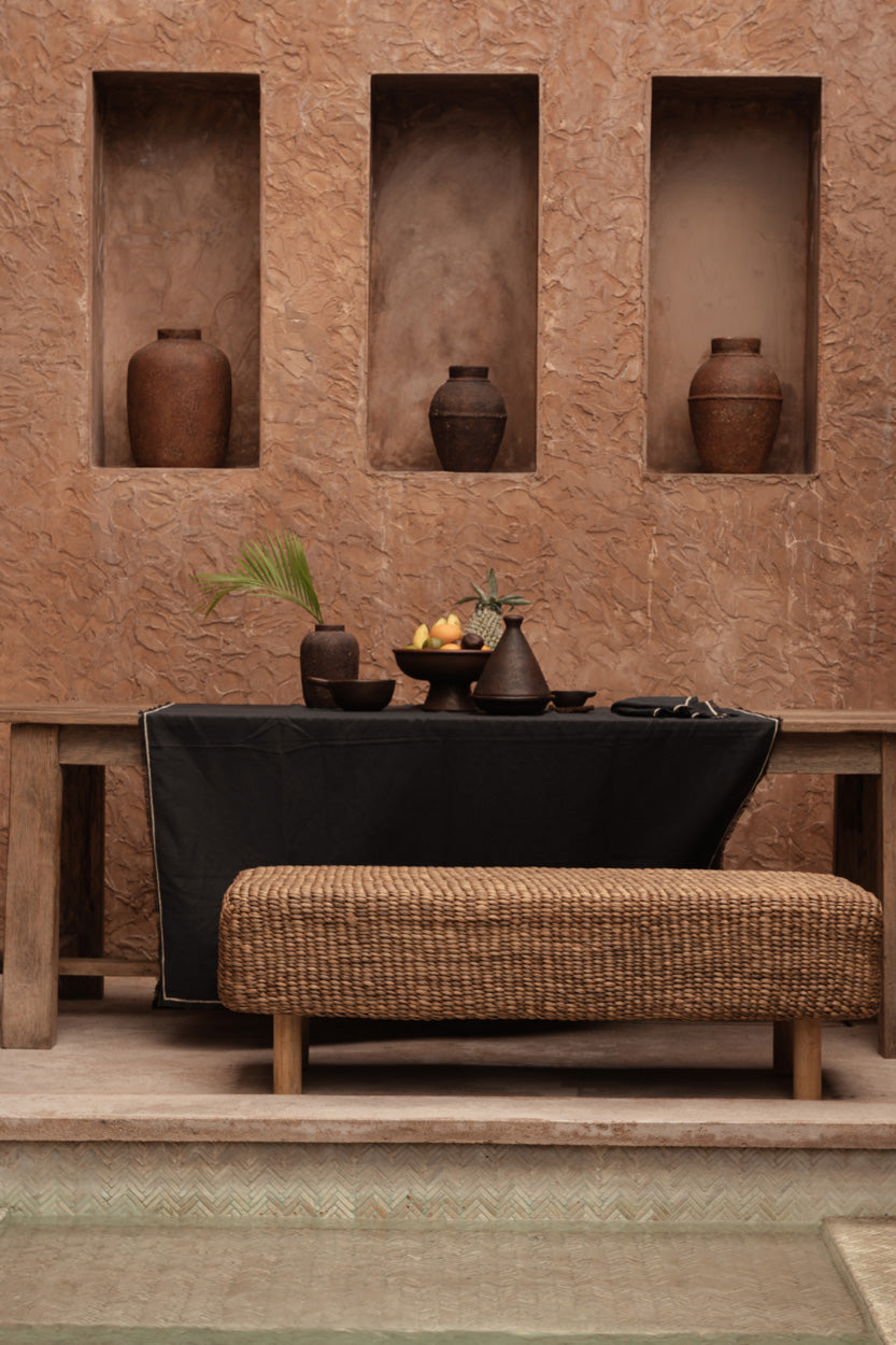 Bazar Bizar Linnen Tafelkleed Tuscany Zwart/Naturel 150 x 250 cm